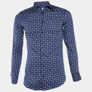 Etro Navy Blue Paisley Print Cotton Long Sleeve Shirt S