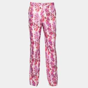 Etro Multicolor Floral Printed Linen Straight Fit Pants XXL