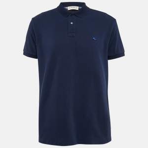 Etro Navy Blue Knit Polo T-Shirt XXL