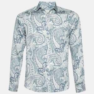 Etro White Paisley Print Cotton Full Sleeve Shirt S