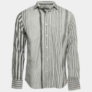 Etro White Stripe Cotton Button Front Shirt M