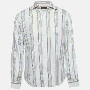 Etro Multicolor Stripe Jacquard Cotton Button Front Shirt M