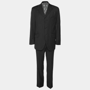 Etro Dark Grey Wool Single Breasted Blazer & Straight Leg Pant Set L