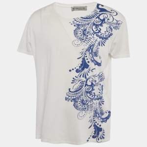 مملوكة مسبقًا Etro White Paisley Print Jersey Crewneck T-Shirt XXL