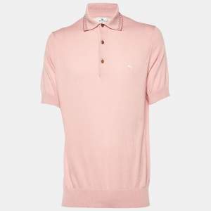 Pre Owned Etro Pink Cotton Knit Polo T-Shirt S