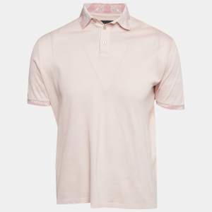 Pre Owned Etro Pink Cotton Pique Polo T-Shirt L