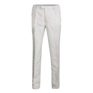 Etro Beige Linen Cotton Paisley Pattern Pants L