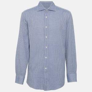 Pre Owned Etro Blue Woven Jacquard Long Sleeve Shirt XL