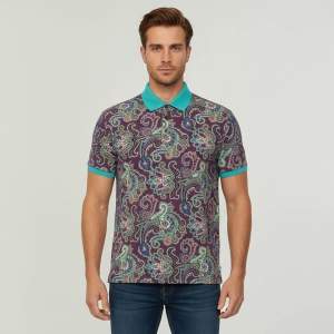 Pre Owned Etro Multicolor Paisley Printed Cotton Pique Polo T-Shirt XL 