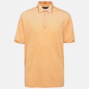 مملوكة مسبقًا Etro Orange Silk Blend Polo T-Shirt XXL