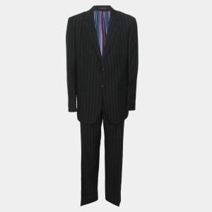 Pre Owned Etro Dark Navy Pin Stripe Wool Blend Suit Sets XXXL