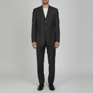 مملوكة مسبقًا Etro Dark Grey Pin Stripe Wool Suit Sets XXXL