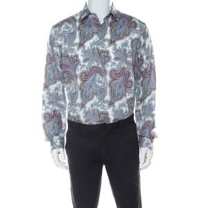 Pre Owned Etro Multicolor Paisley Print Cotton Long Sleeve Button Front Shirt XL 