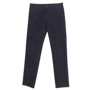 Pre Owned Etro Black Pin Striped Cotton Tailored Tousers S
