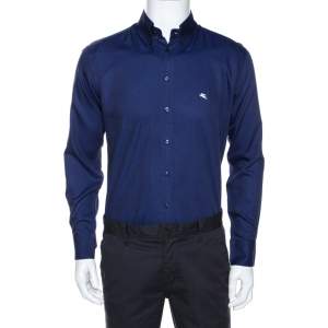 Pre Owned Etro Navy Blue Cotton Long Sleeve Button Down Shirt L