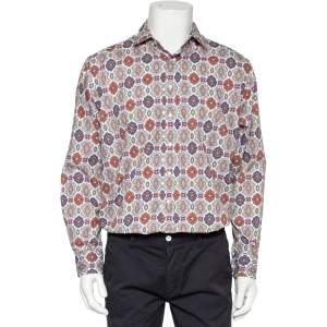 Pre Owned Etro Multicolor Printed Cotton Button Front Shirt XL