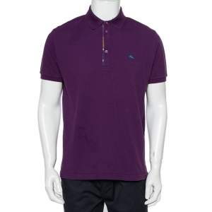 Pre Owned Etro Purple Cotton Pique Polo T-Shirt XL