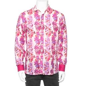 Etro Multicolor Floral Printed Linen Long Sleeve Button Front Shirt L