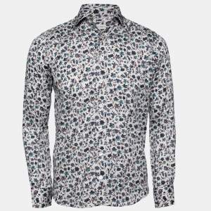 Pre Owned Etro Off White Floral Printed Cotton Button Front Shirt S