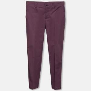 Pre Owned Etro Purple Cotton Tapered Pants S