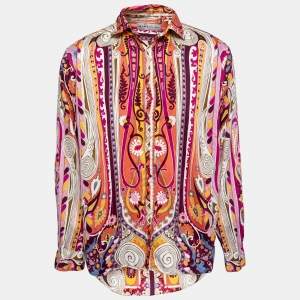 Etro Multicolor Printed Cotton Button Front Shirt XL