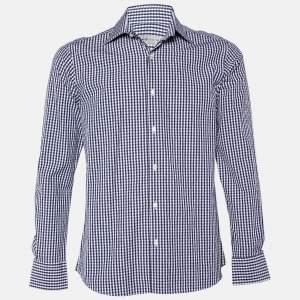 Etro Blue Checked Cotton Classic Shirt S