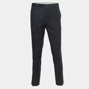 Pre Owned Etro Navy Blue Paisley Patterned Wool Tailored Pants L