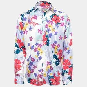 Pre Owned Etro Multicolor Floral Printed Cotton Full Sleeve Shirt L