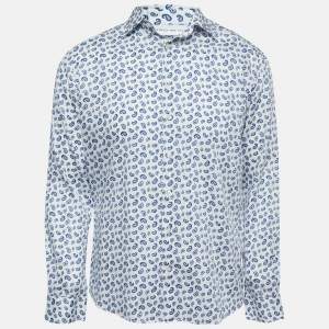 Etro White Paisley Printed Cotton Full Sleeve Shirt M