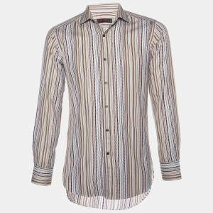 Etro Multicolor Striped Cotton Button Front Shirt S