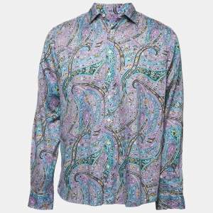 Pre Owned Etro Multicolor Paisley Print Cotton Button Front Full Sleeve Shirt L
