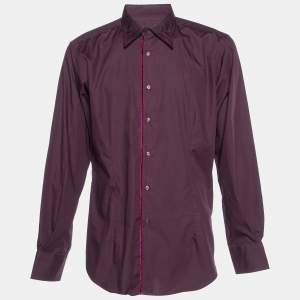 Etro Purple Cotton Velvet Detail Long Sleeve Shirt XXL