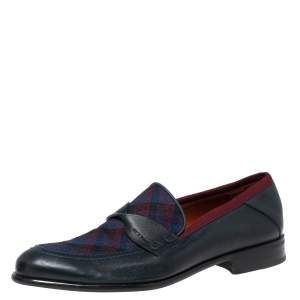 Etro Tri-Color Leather and Fabric Twisted Strap Loafers Size 40