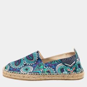 Etro Multicolor Printed Canvas Flat Espadrilles Size 42