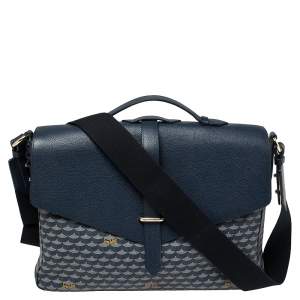 Faure Le Page Blue Coated Canvas and Leather Express 36 Messenger Bag