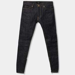 Fear of God Navy Blue Denim Zipped Hem Slim Fit Jeans M