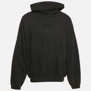 Fear of God Essentials Black Logo Print Cotton Hoodie L