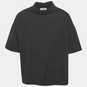Fear of God Black Cotton Blend Reverse Collar Detail T-Shirt XS