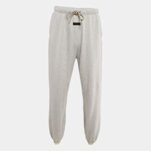 مملوكة مسبقًا بنطلون رياضي فير أوف جود أسينشالز قطن رمادي بلصق شعار مقاس صغير