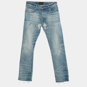 Pre Owned بنطلون جينز فير أوف غود مجموعة سابعة ممزق أزرق خصر 28 مقاس صغير جداً