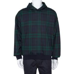 Fear Of God Fifth Collection Green Plaid Print Cotton Hoodie M