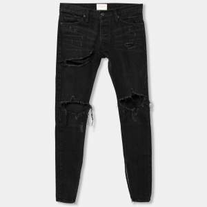 Fear of God Fourth Collection Black Distressed Zipped Hem Jeans M