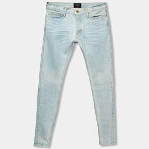 Fear of God Blue Distressed Denim Zipped Hem Slim Fit Jeans M