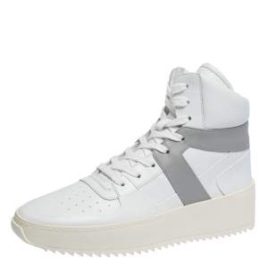Fear Of God White/Grey Leather Basketball High Top Sneakers Size 41