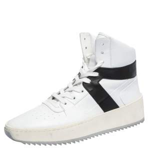 Fear Of God White/Black Leather Basketball High Top Sneakers Size 41
