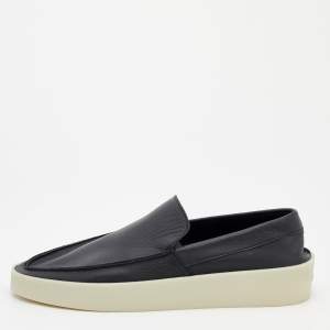 Fear of God Black Leather Slip On Sneakers Size 44