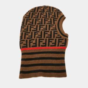 Fendi Brown Zucca Wool Knit Balaclava One Size 