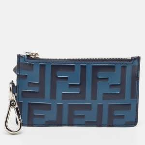 Fendi Blue Zucca Embossed Leather Coin Purse