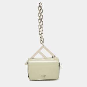 Fendi Avocado Green Leather Nano F Chain Pouch