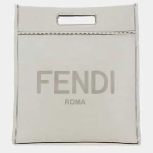 Fendi White Ice Leather Shopping Bag